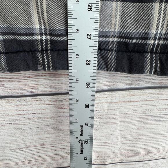 QuikSilver Plaid Sherpa Lined Flannel Shacket Jacket Mens Medium Gray Blue - Picture 10 of 10